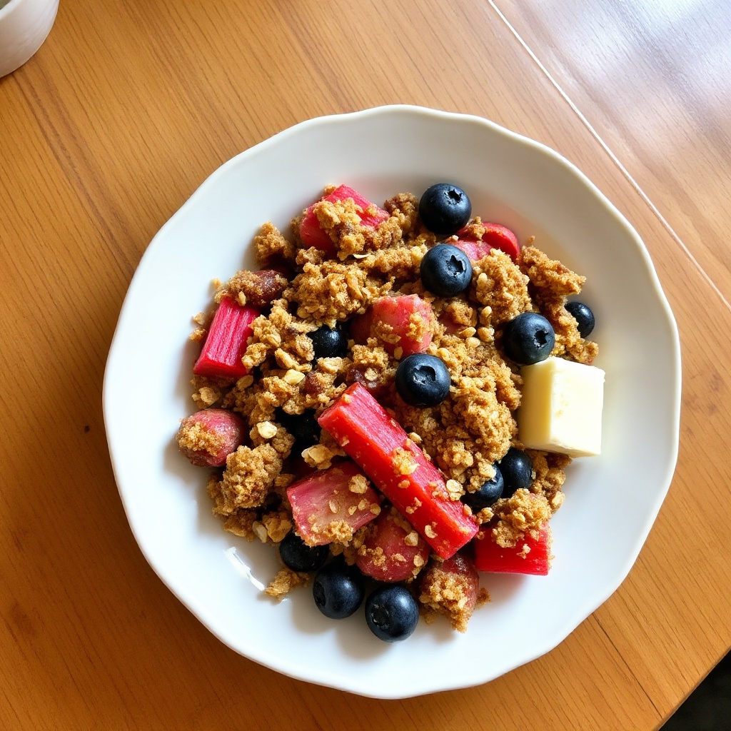 Delizia di Crumble con Rabarbaro e Frutti di Bosco