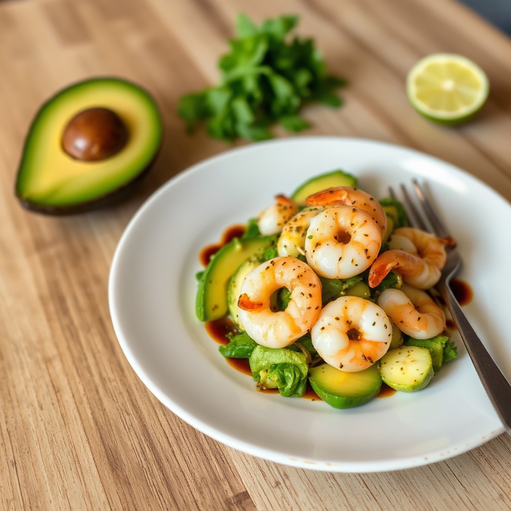Würziger Avocado- und Garnelensalat