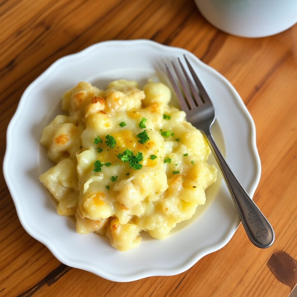 Cremiges Kartoffel- und Zwiebelgratin