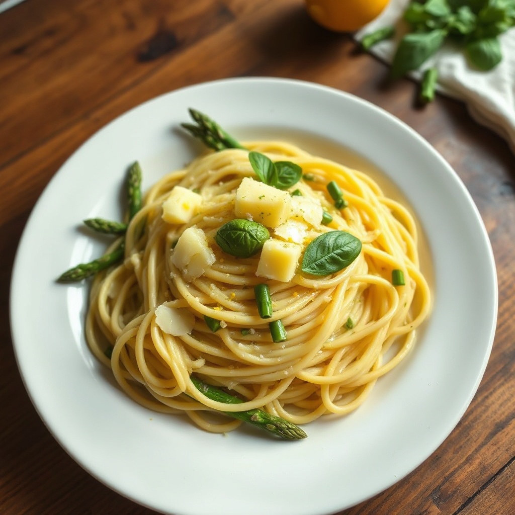 Cremige Zitronen-Spargel-Linguine