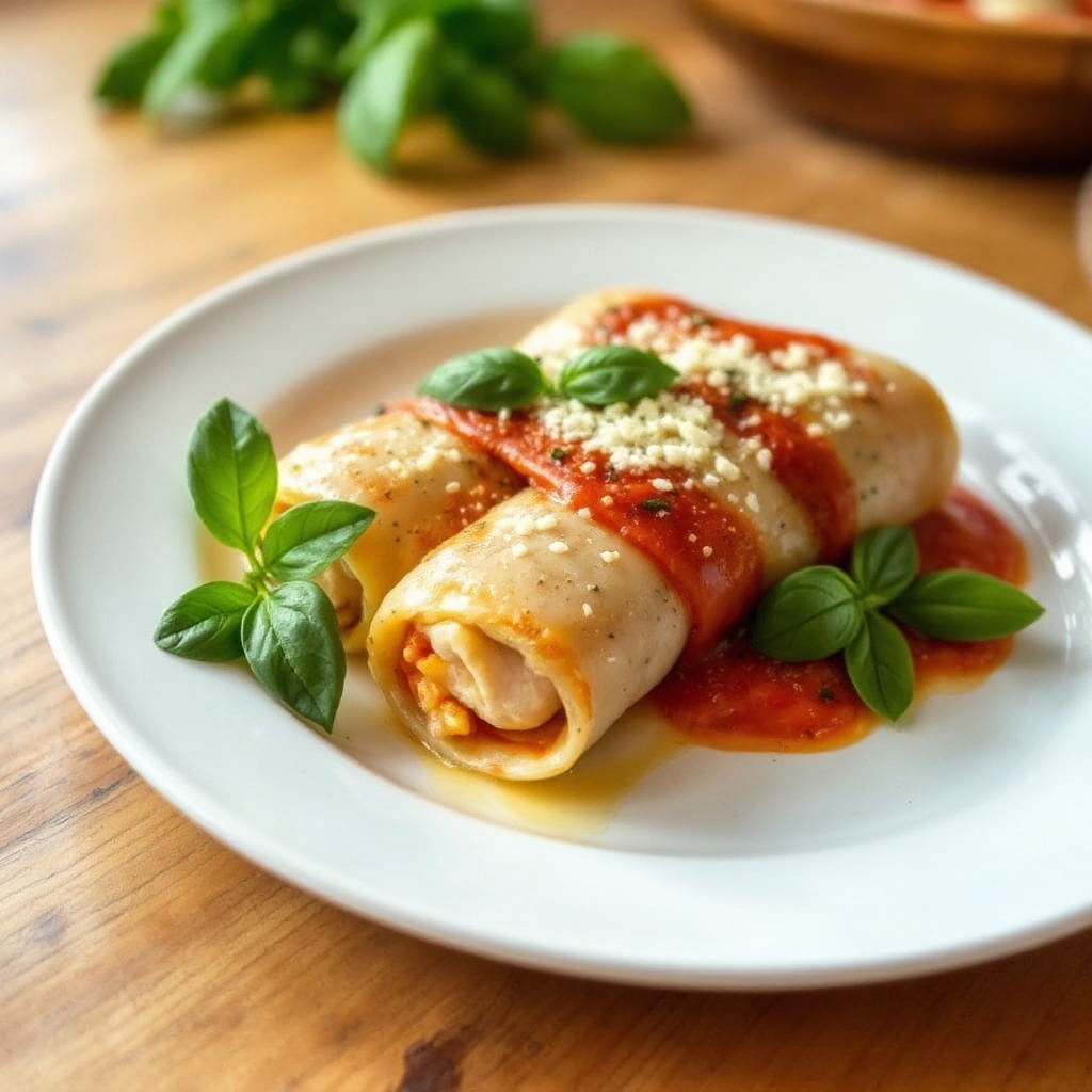 Kräuter-Hühnchen-Röllchen mit Asiago