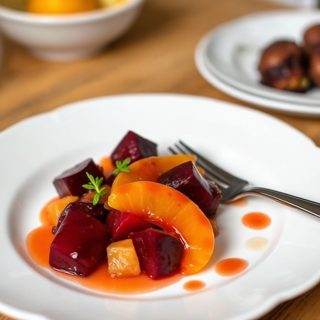 Würzige Rote-Bete-Mischung mit Orange-Ingwer-Glasur