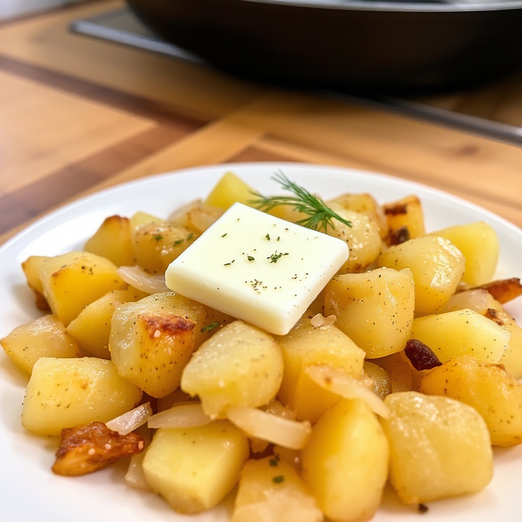 Goldene Pfannenfrühstückskartoffeln