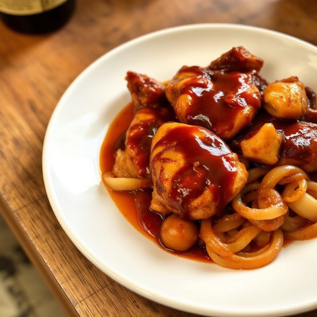 Herzhafter Biergeschmorter BBQ-Hühnchen