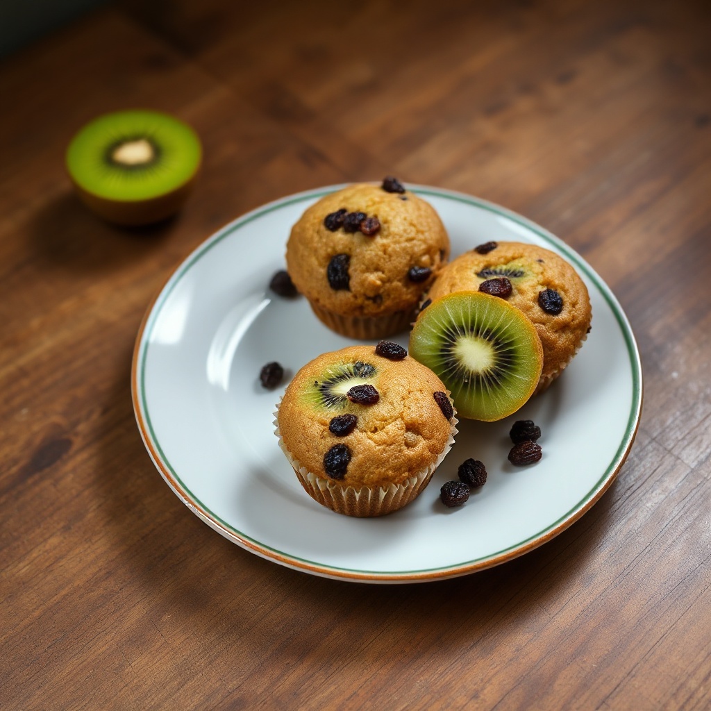 Tropische Kiwi-Rosinen-Muffins