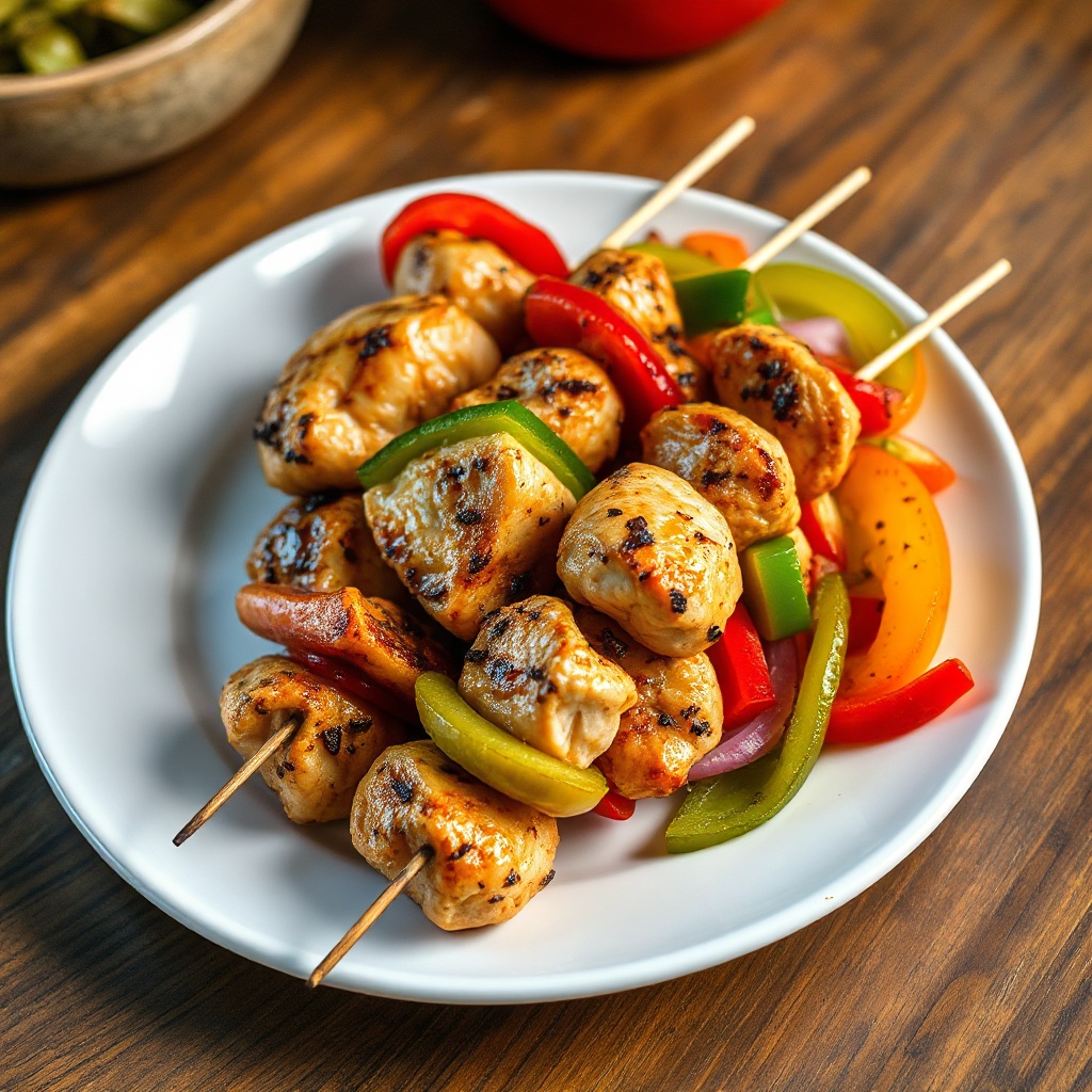 Herzhafte Gegrillte Hähnchen- und Gemüsespieße