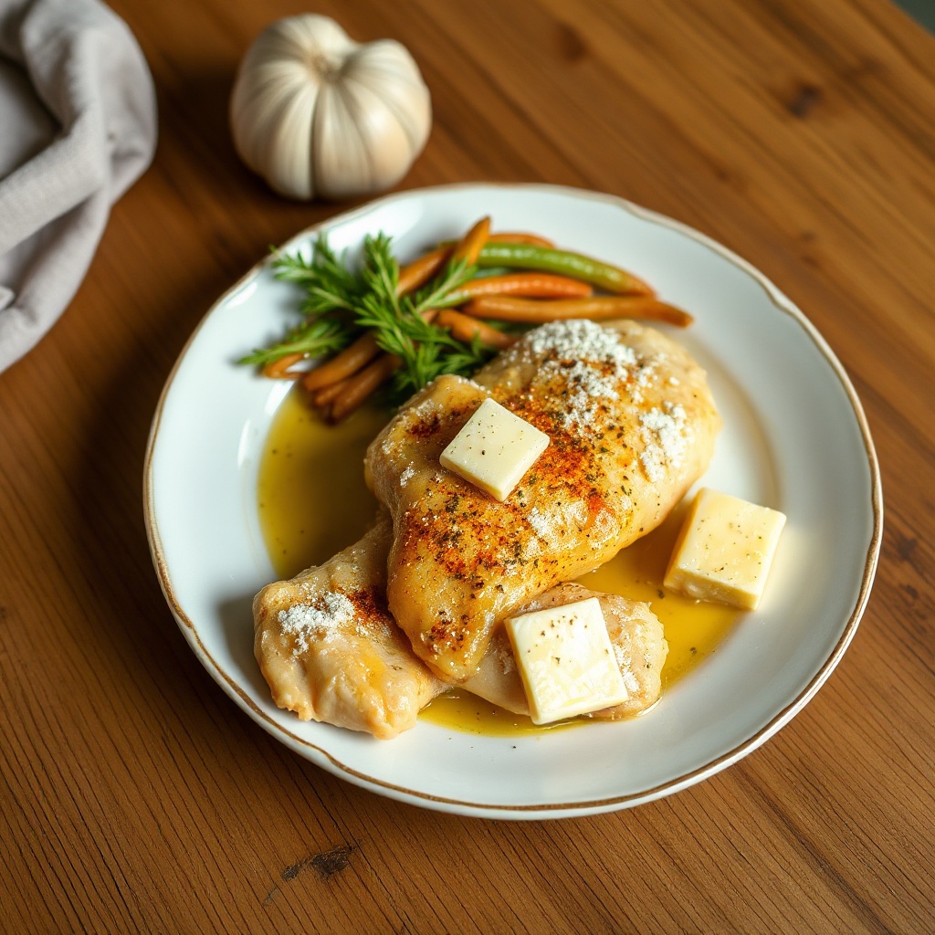 Goldene Knoblauchbutter-Hähnchen