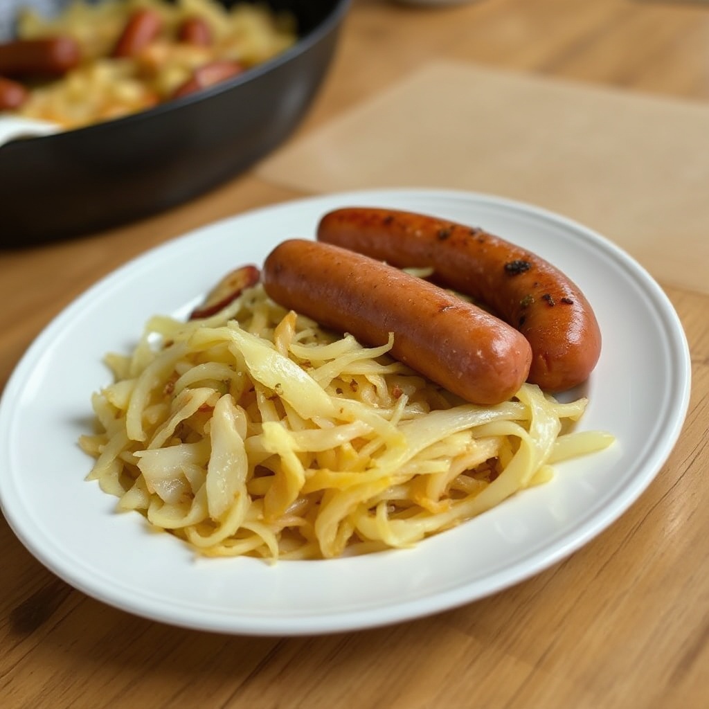 Herzhafter Sauerkraut und Wurst Pfanne