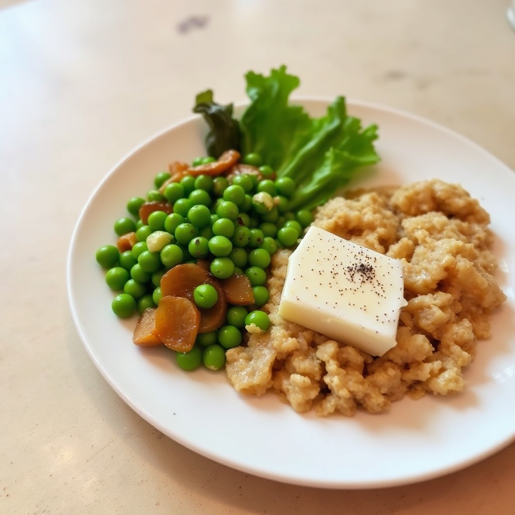 Buttergeschmorte Erbsen mit Salat