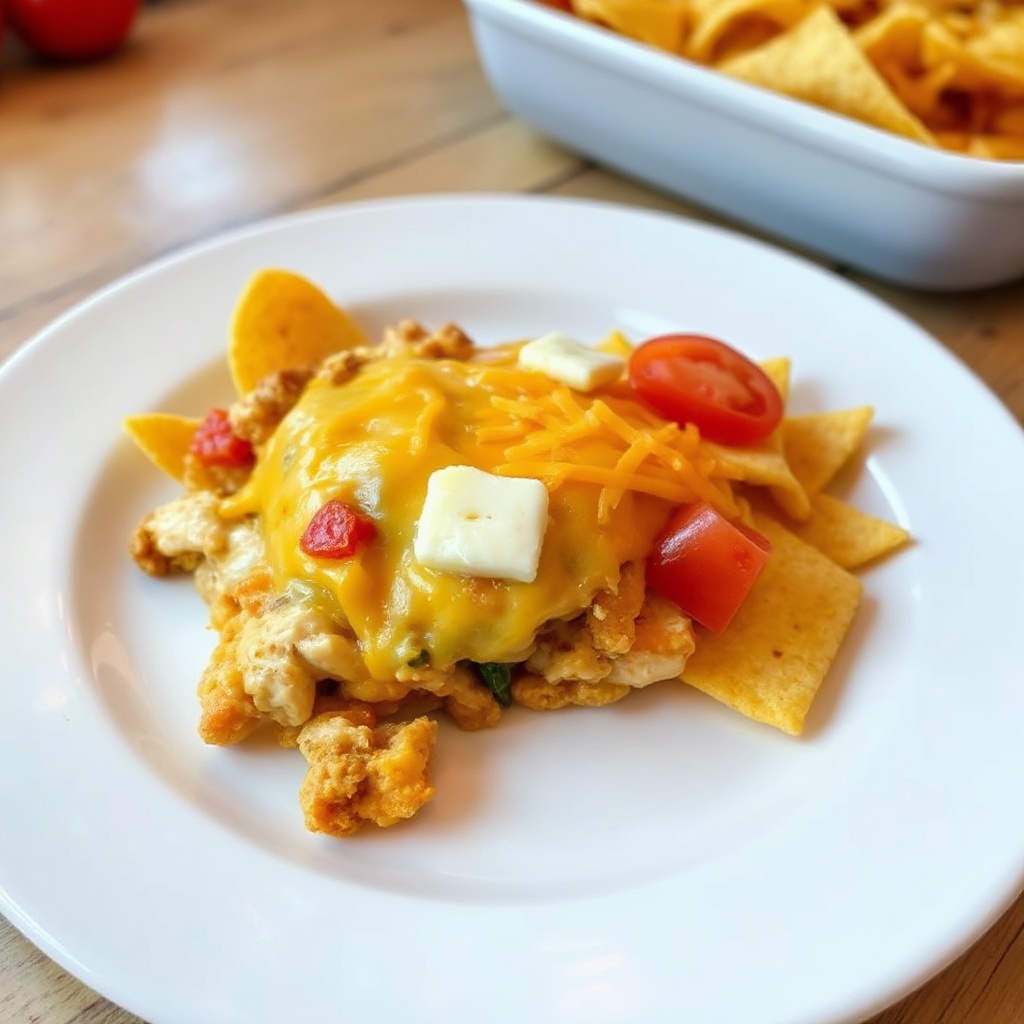 Käse-Hühnchen-Nacho-Auflauf