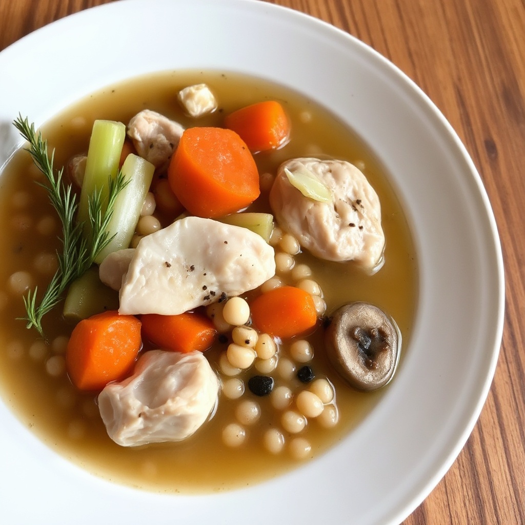 Zuppa di Pollo e Orzo in Pentola Lenta