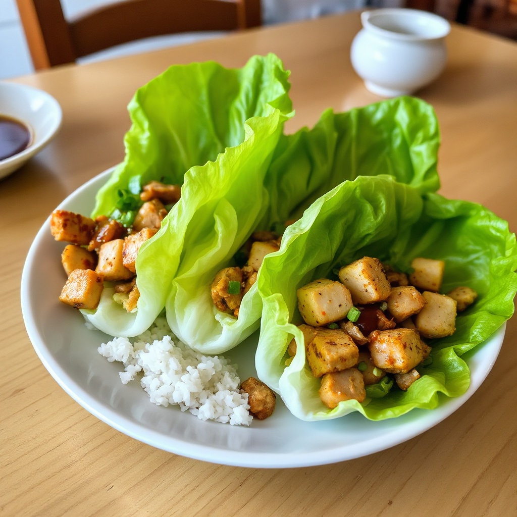 Savory Korean Lettuce Wraps with Tofu and Pork
