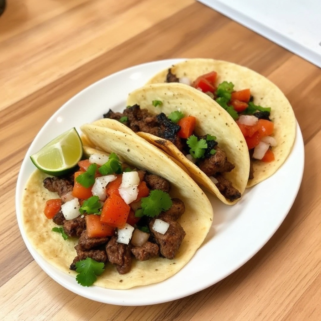 Tacos di Carne Asada Grigliati con Salsa Piccante