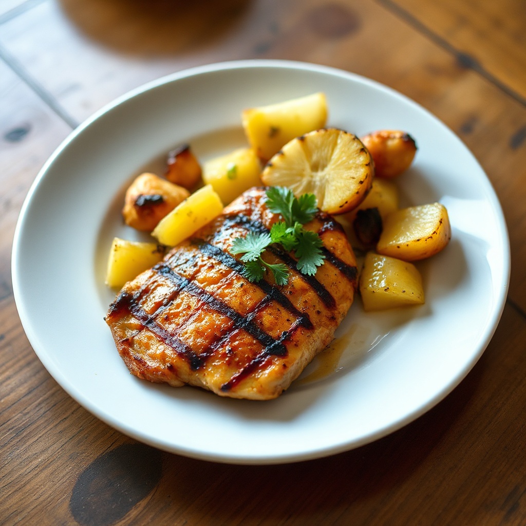 Tropisches Gegrilltes Hähnchen mit Ananas