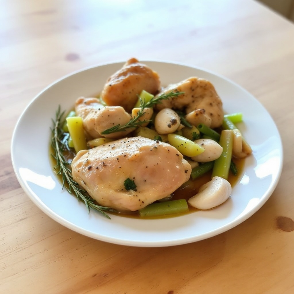 Langsam gekochtes Kräuter-Knoblauch-Hühnchen