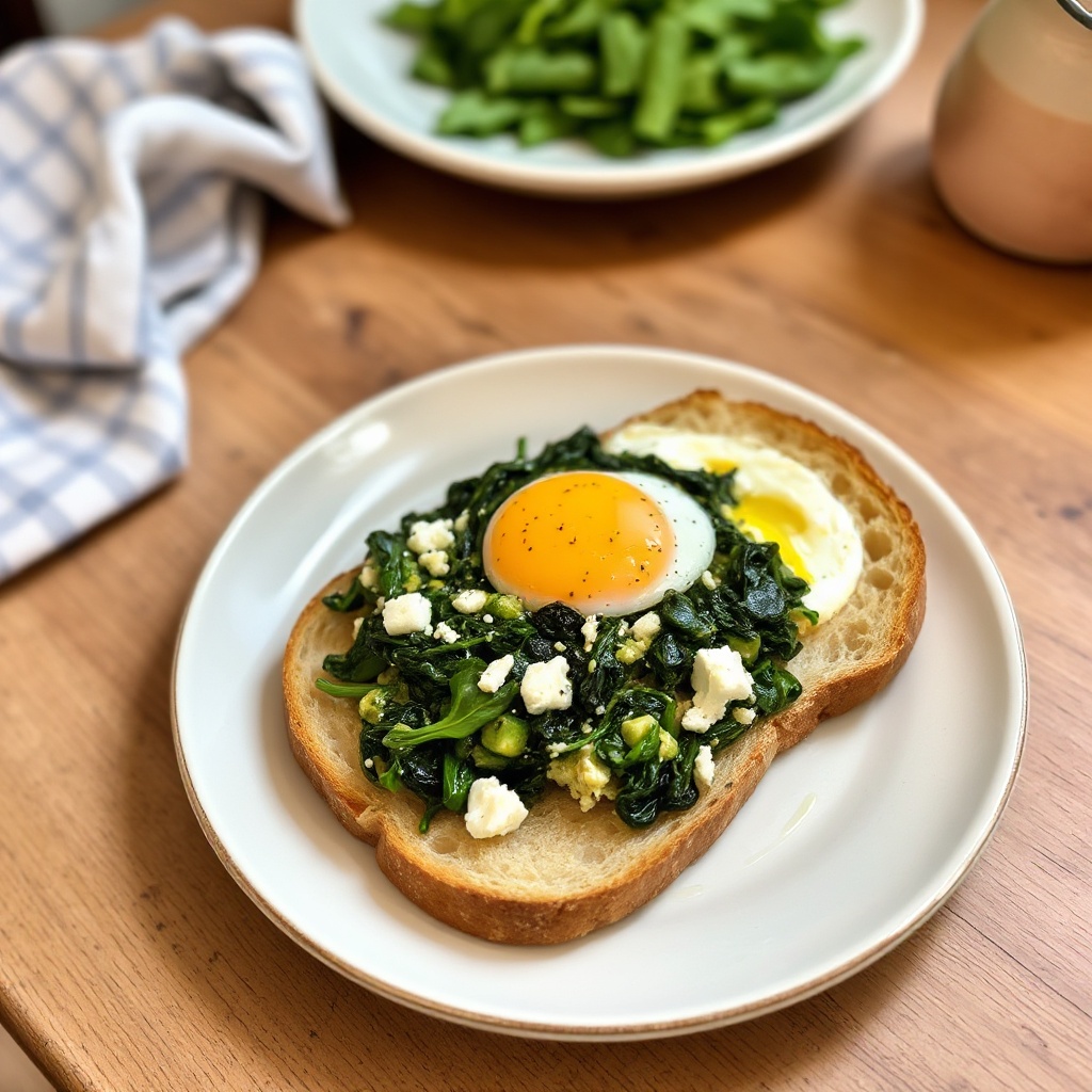 Spinat-Feta-Rührei auf Sauerteigbrot