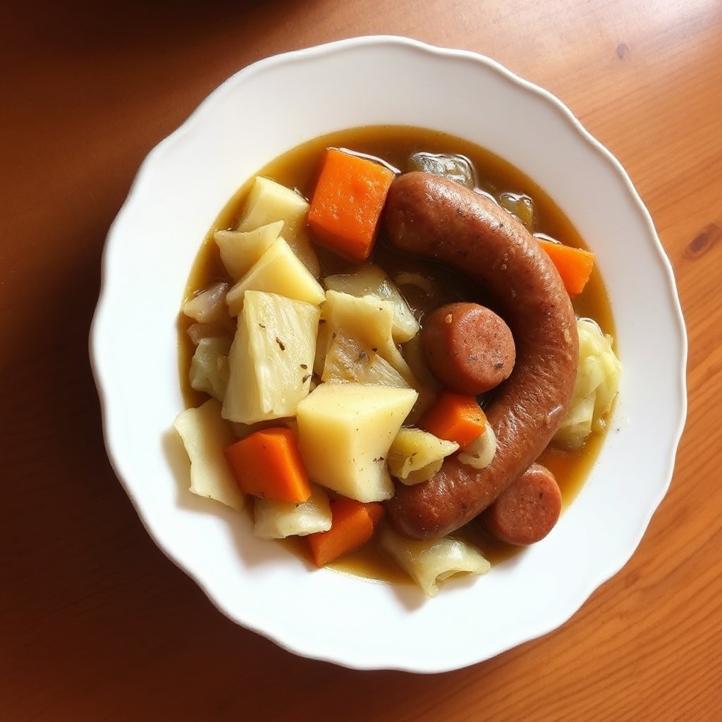 Herzhafter polnischer Wurst- und Kohl-Eintopf