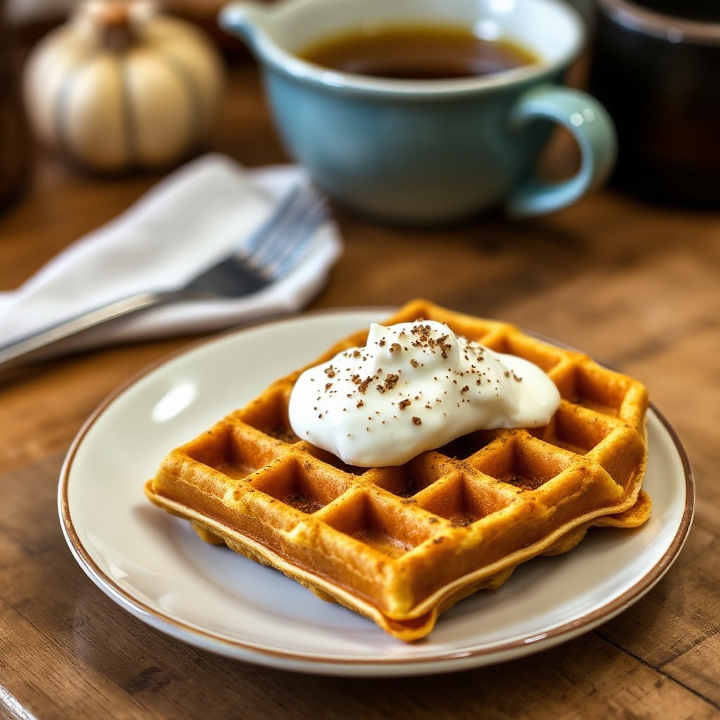 Gewürzte Kürbiswaffeln mit Ahorncreme