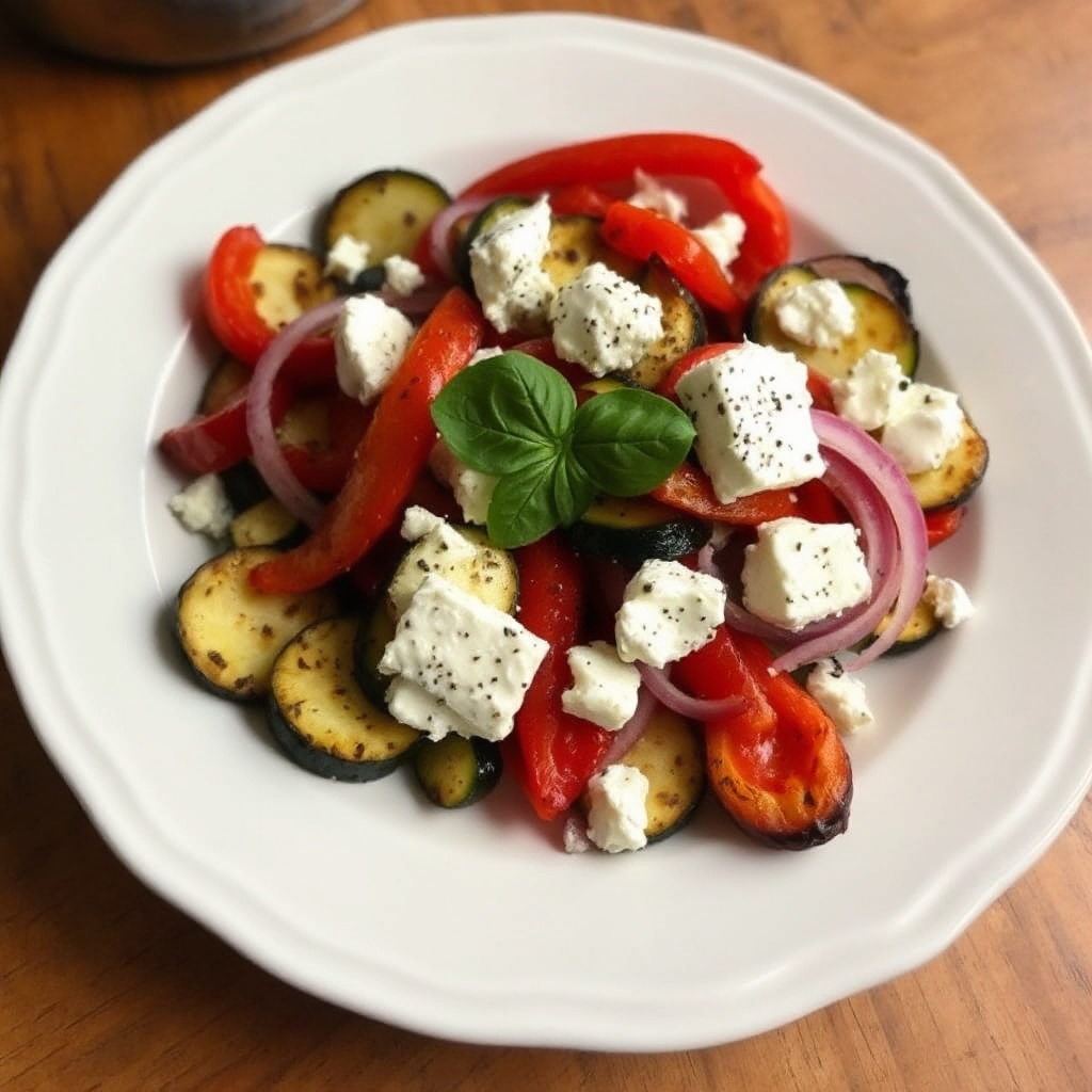 Charred Veggie Salad with Creamy Feta