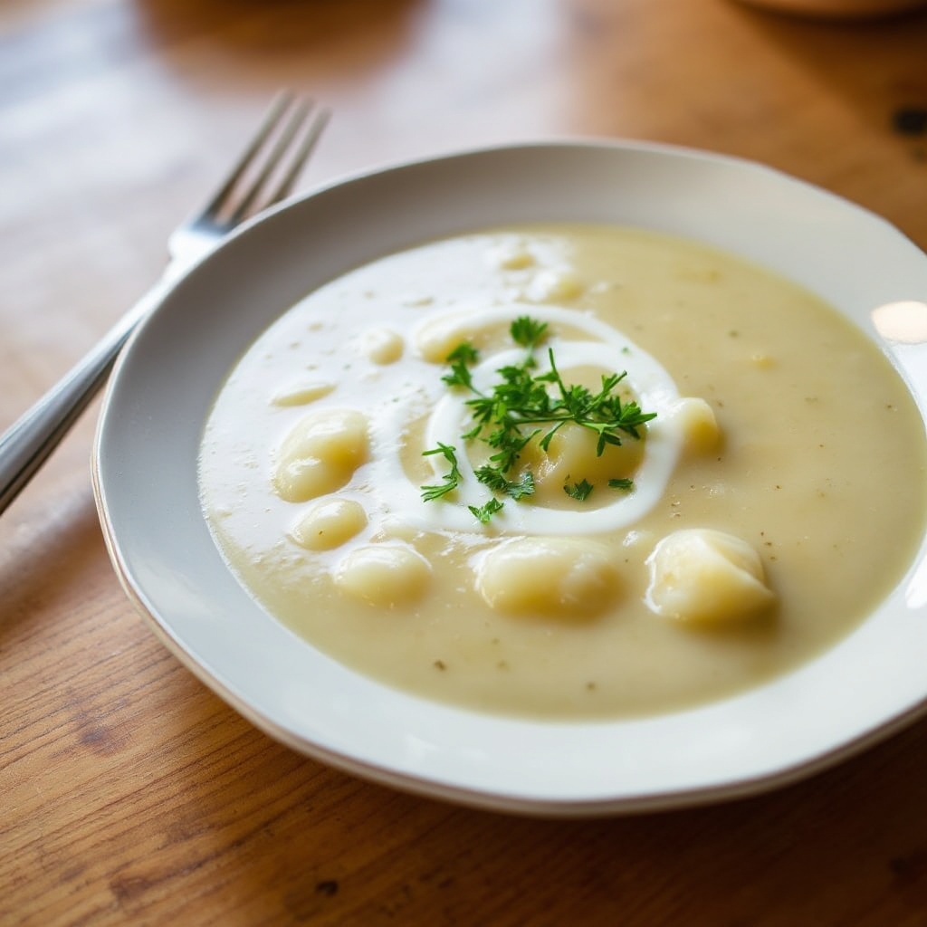 Cremige Kartoffel-Lauch-Suppe mit Kräuter-Garnitur
