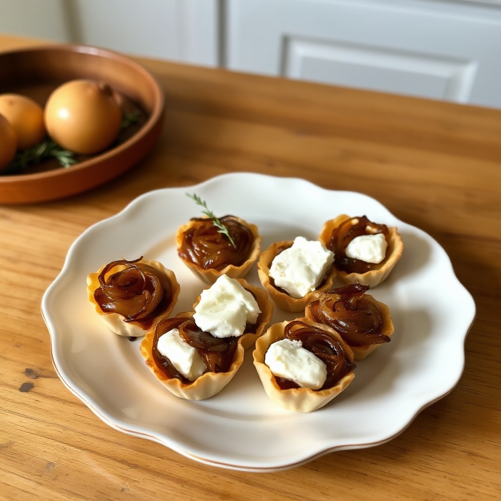 Karamellisierte Zwiebel- und Ziegenkäse-Phyllo-Häppchen