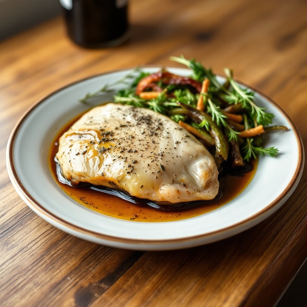 Kräuter-infused Balsamico-Hühnchen Auflauf