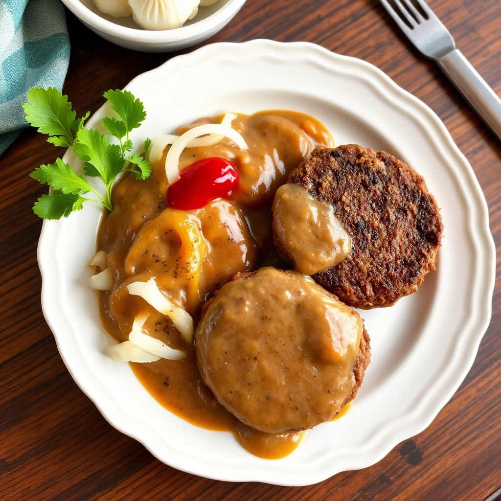 Herzhafte Hausgemachte Rinderfrikadellen mit Zwiebelsoße