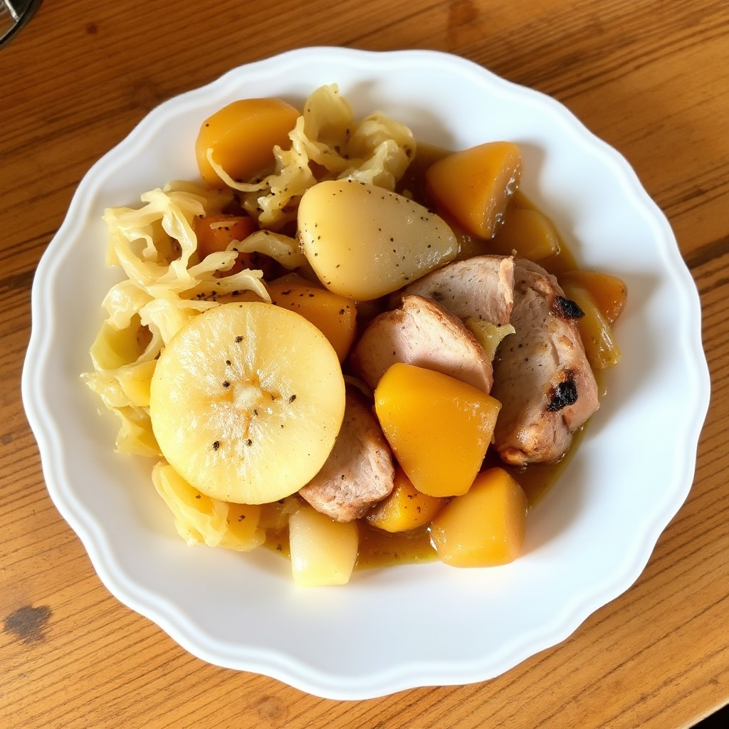 Schweinefleisch mit Apfel und Sauerkraut aus dem Slow Cooker