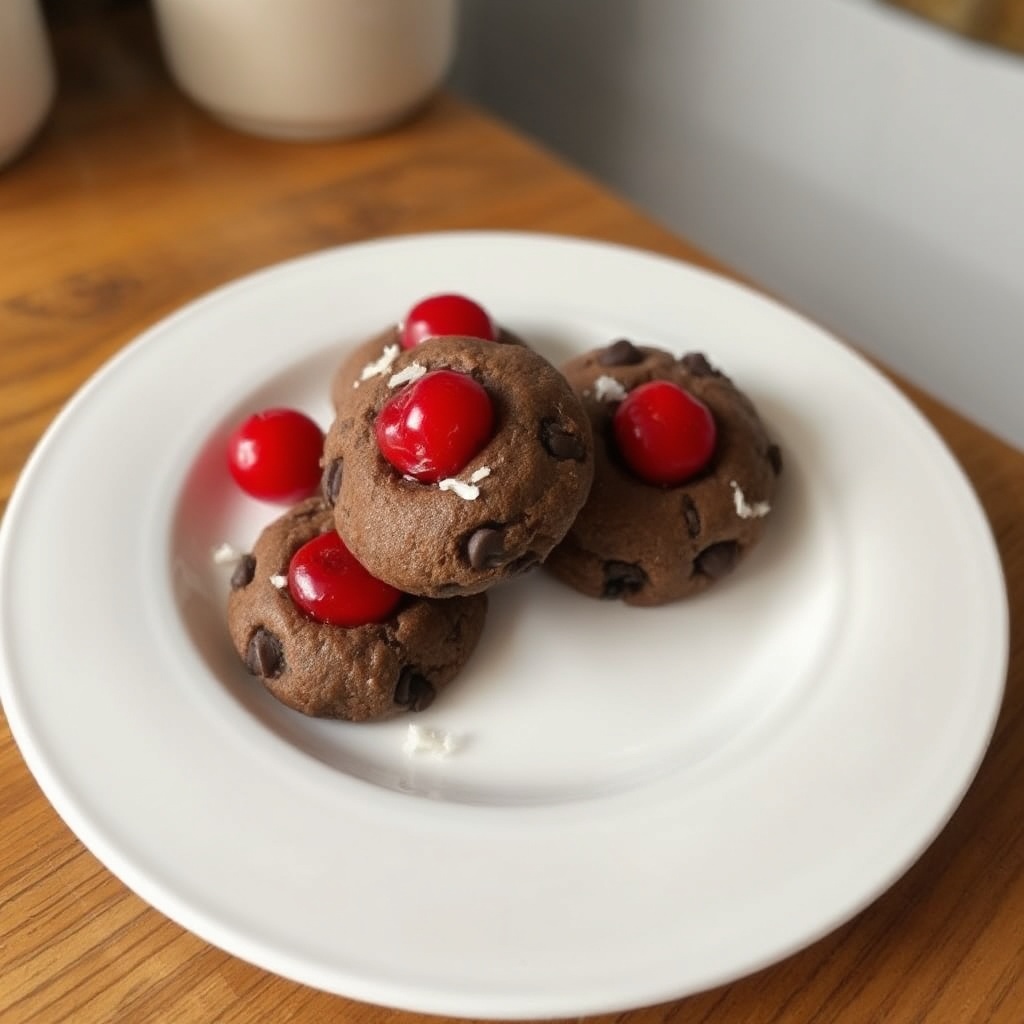 Festive Chocolate Coconut Cherry Cookies
