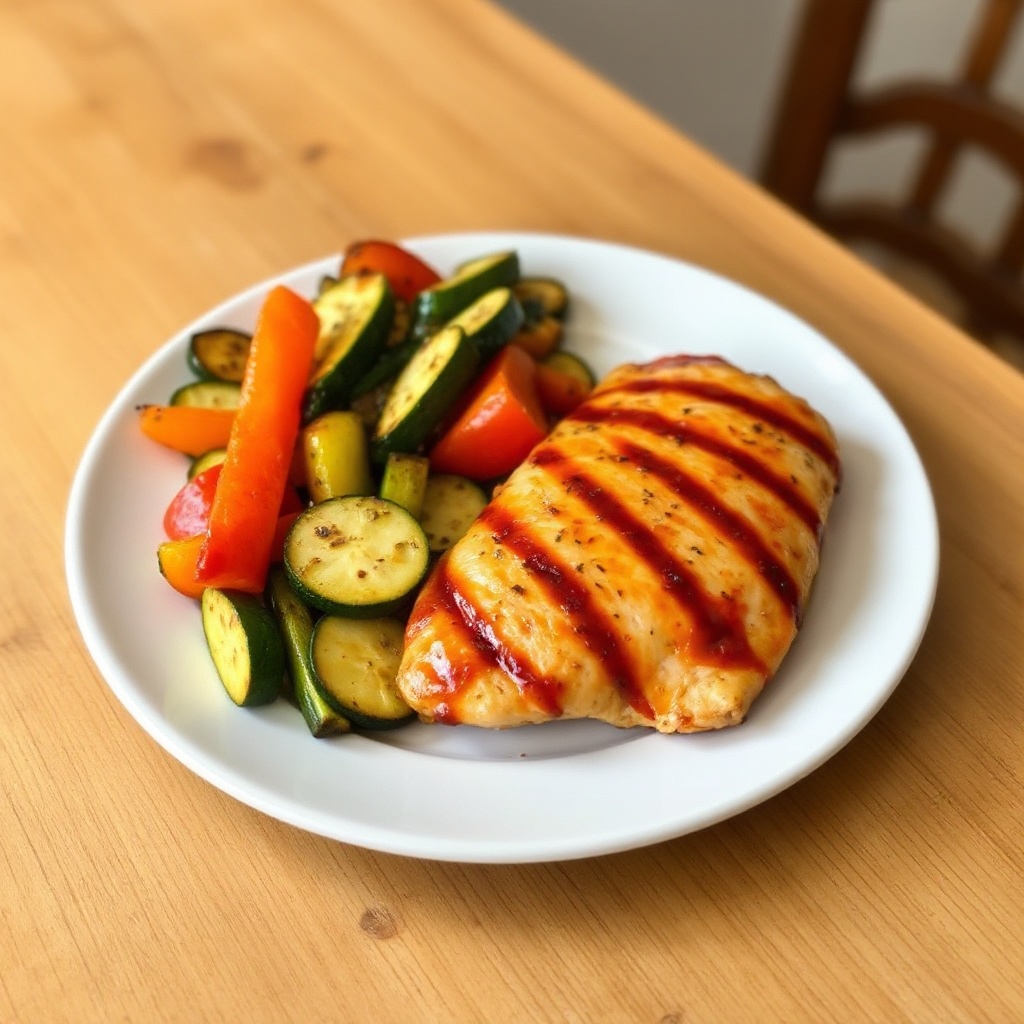 Zitronen-Glasierte Gegrillte Hähnchenbrust mit Sommergemüse