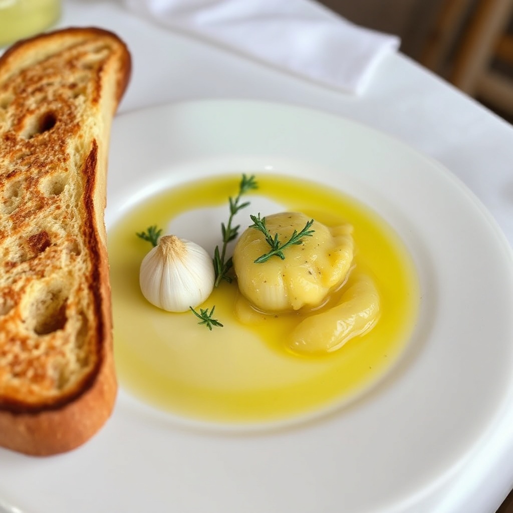Garlic Confit with Toasted Baguette