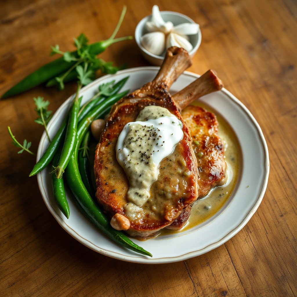 Savory Pork Chops with Creamy Green Chili Sauce