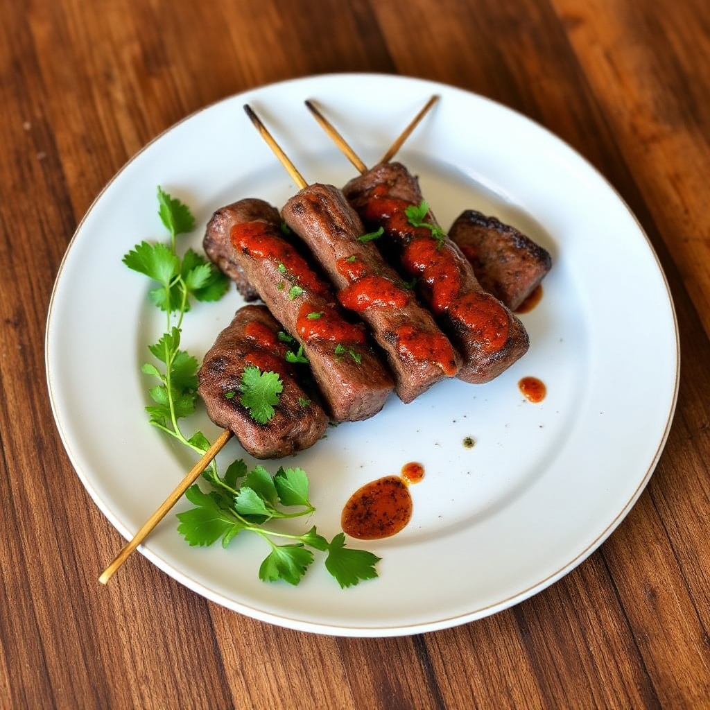 Gegrillte Flanksteak-Spieße mit würzigem Chimichurri