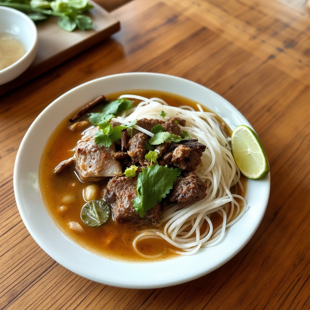 Pho Vietnamita Migliorato con Manzo e Noodles di Riso