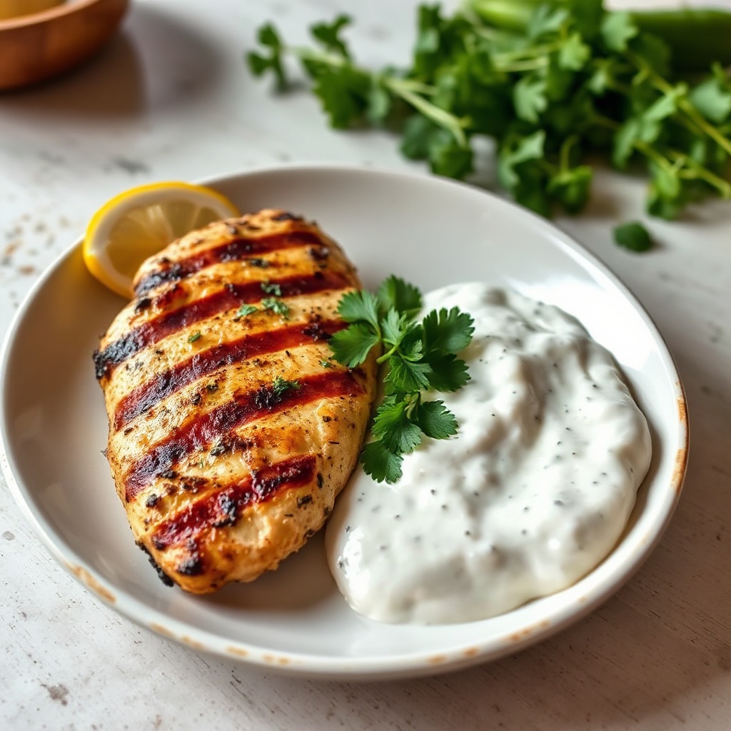 Mediterranean Grilled Chicken with Creamy Cucumber Sauce