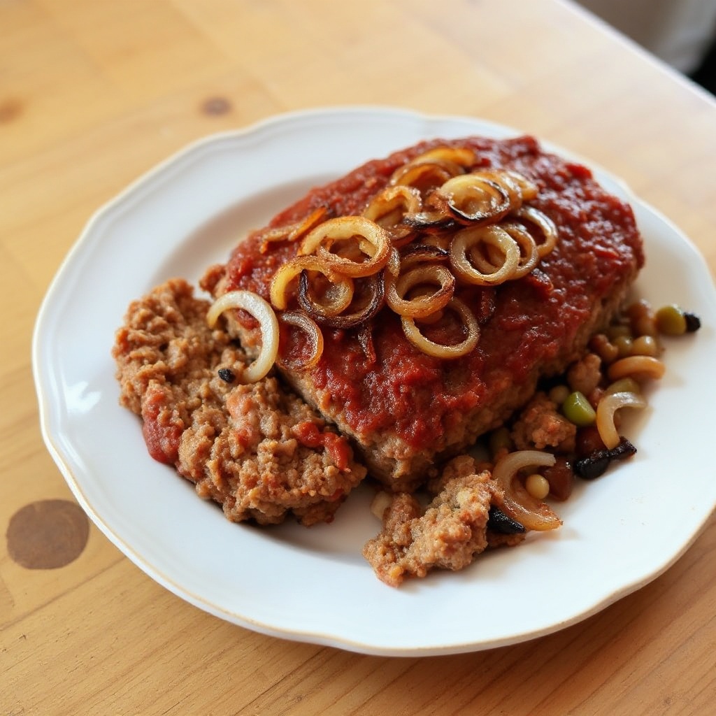 Savory Meatloaf with Crispy Onion Topping