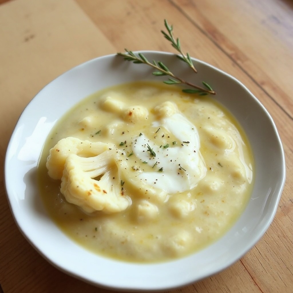 Creamy Roasted Cauliflower and Garlic Soup