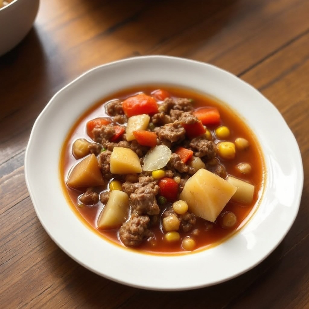 Herzhafter Rindfleisch- und Gemüsesuppe