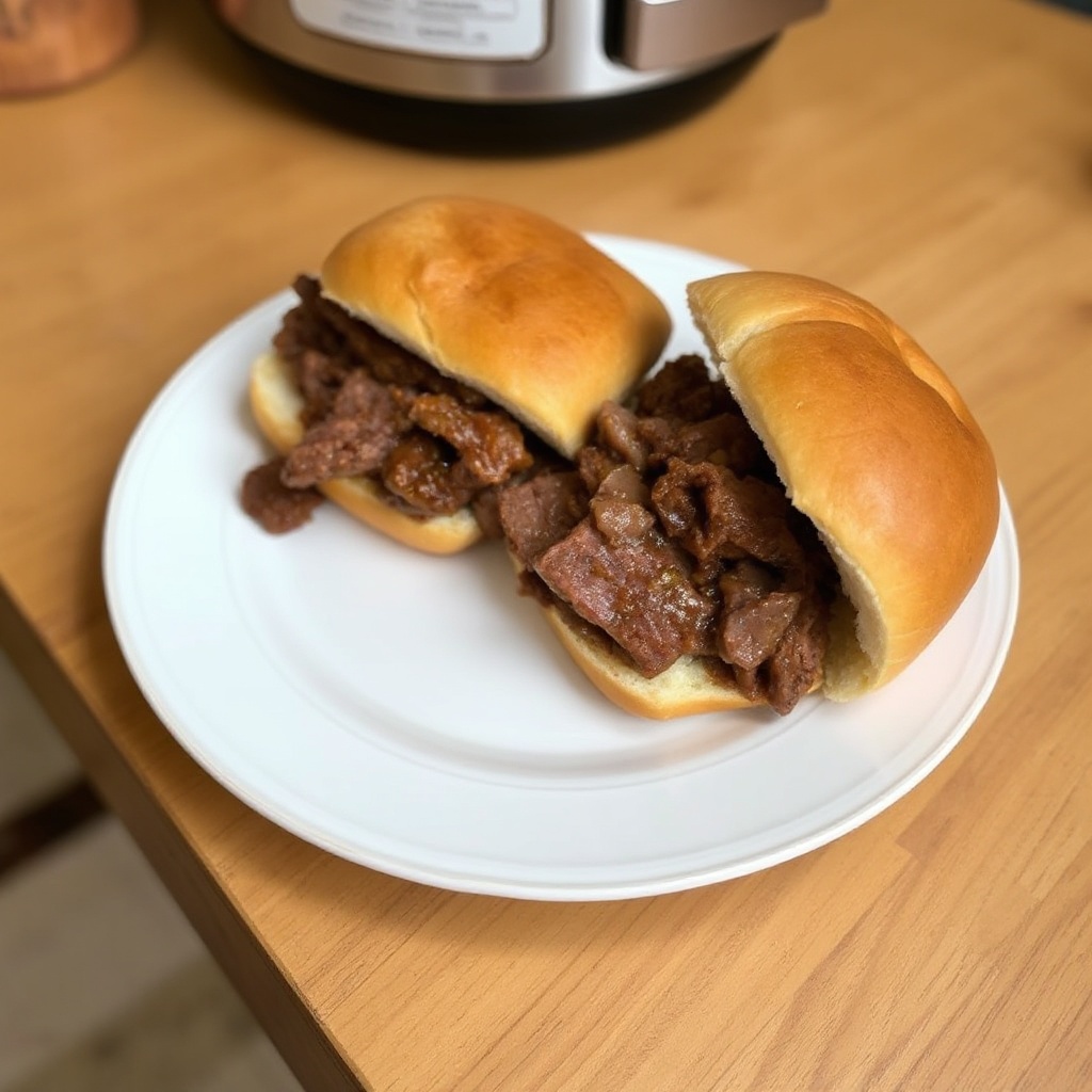 Herzhafte langsam gegarte Rindfleischsandwiches