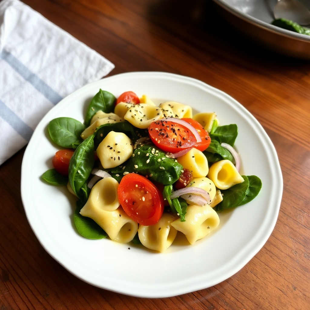 Insalata di Tortellini agli Spinaci con Vinaigrette al Sesamo