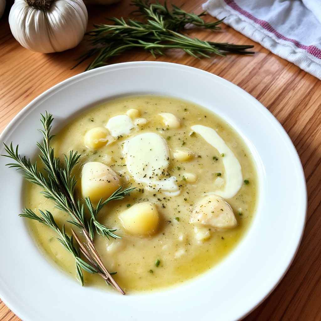 Cremige Knoblauch-Kräutersuppe