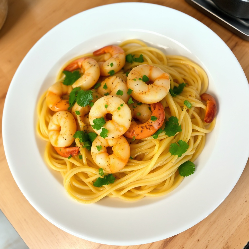Zitrusbutter-Garnelen mit Linguine