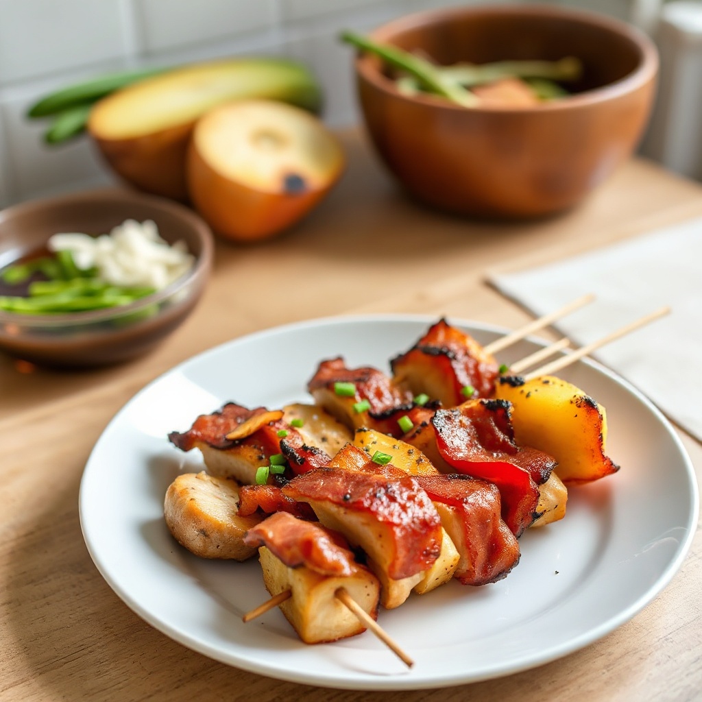 Grilled Chicken and Bacon Skewers with Pineapple