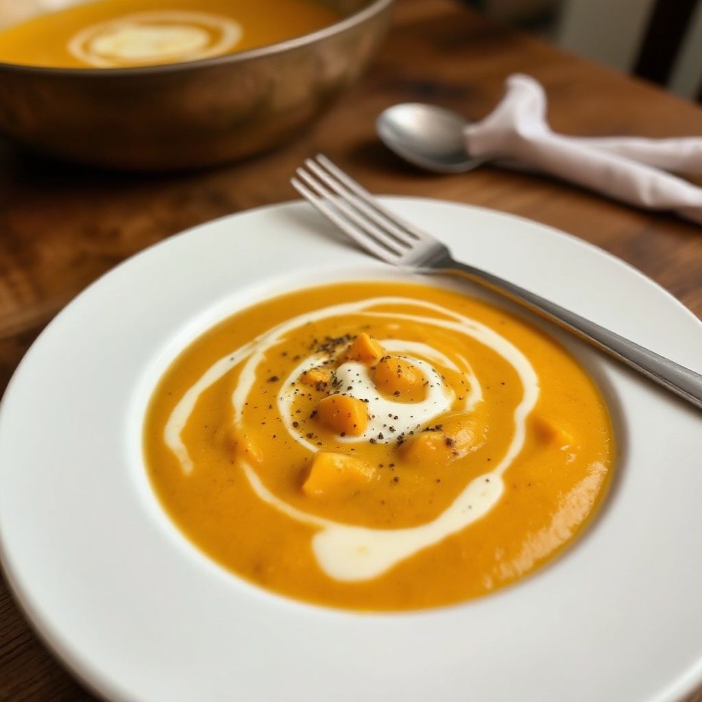 Cremige geröstete Butternut-Kürbis-Suppe