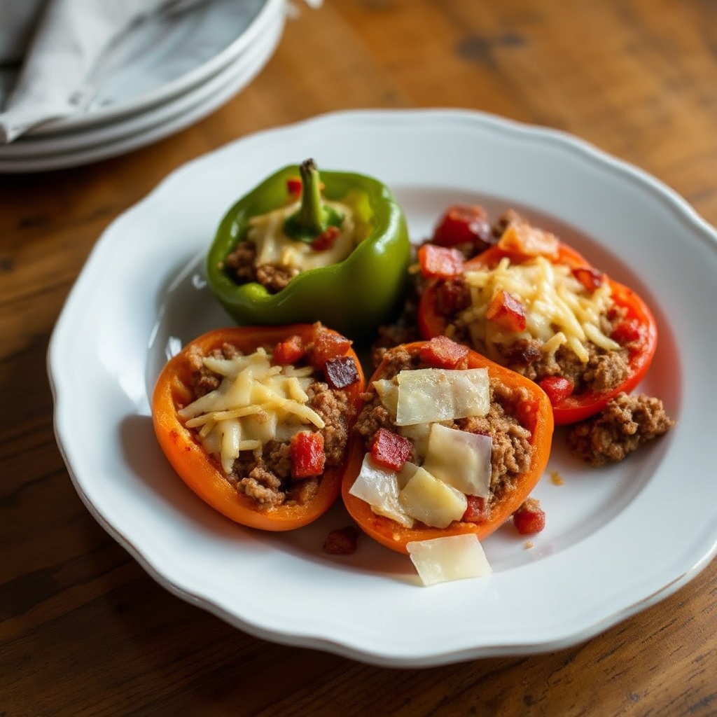 Low-Carb Rindfleisch- und Speckgefüllte Paprika