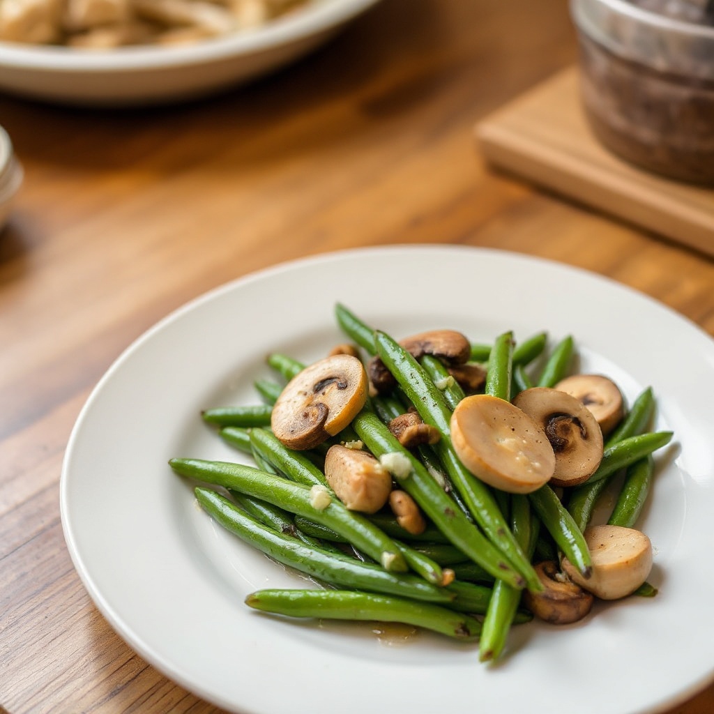 Sautéed Green Beans with Shiitake Mushrooms and Garlic Butter