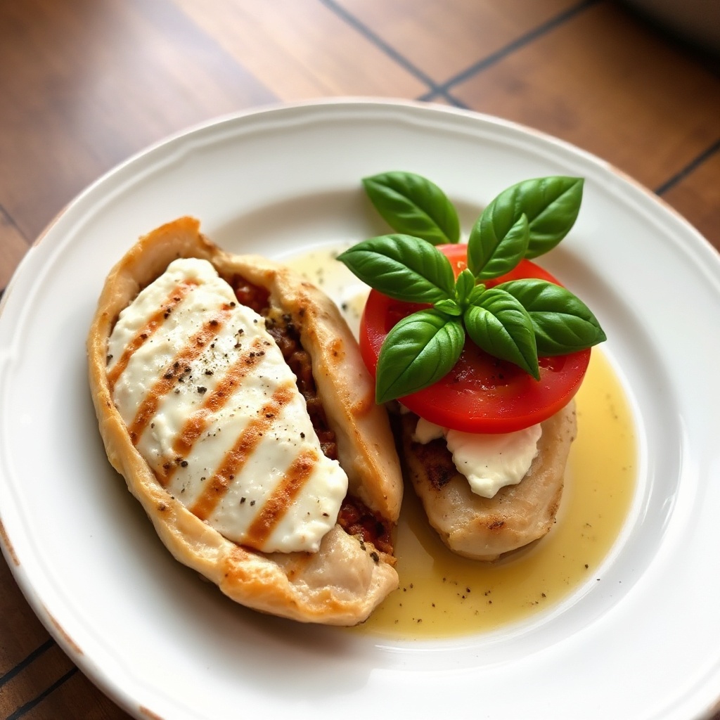 Stuffed Grilled Chicken with Tomato and Basil