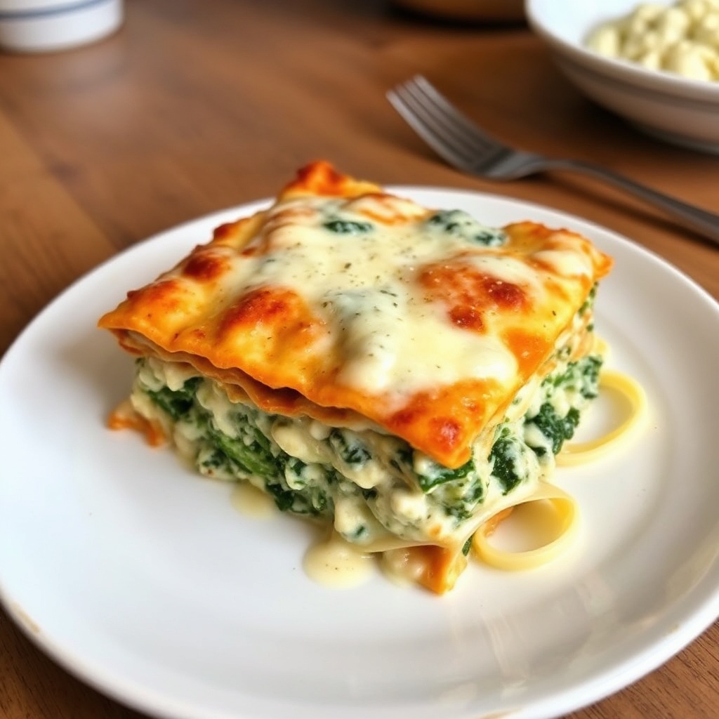 Lasagna Vegetale Cremosa con Spinaci e Salsa Bianca