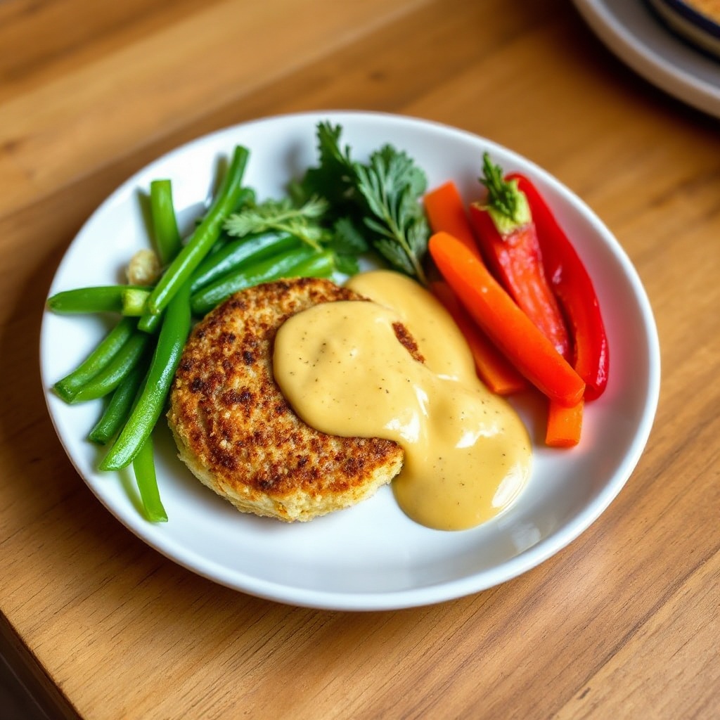 Herzhafte Krabbenfrikadellen mit würziger Honig-Senf-Sauce