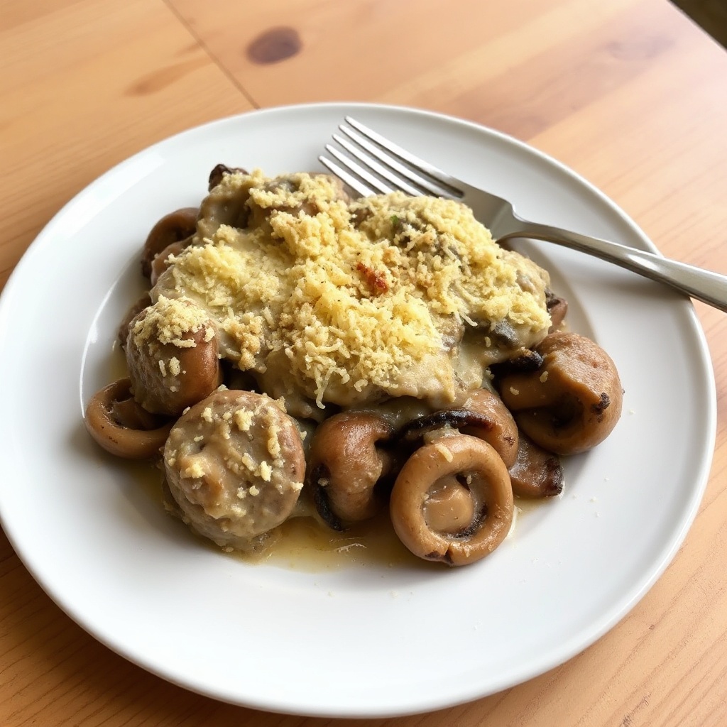 Cremiger Pilzauflauf mit Parmesan-Kruste